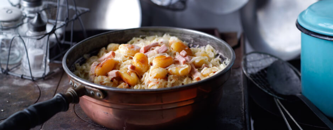 Sauerkraut-Kasseler-Pfanne mit Gnocchi für 4 Personen von lidl-kochen.de