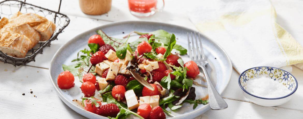 Sommer-Salat mit Himbeeren, Melone und Zitronendressing für 4 Personen von lidl-kochen.de