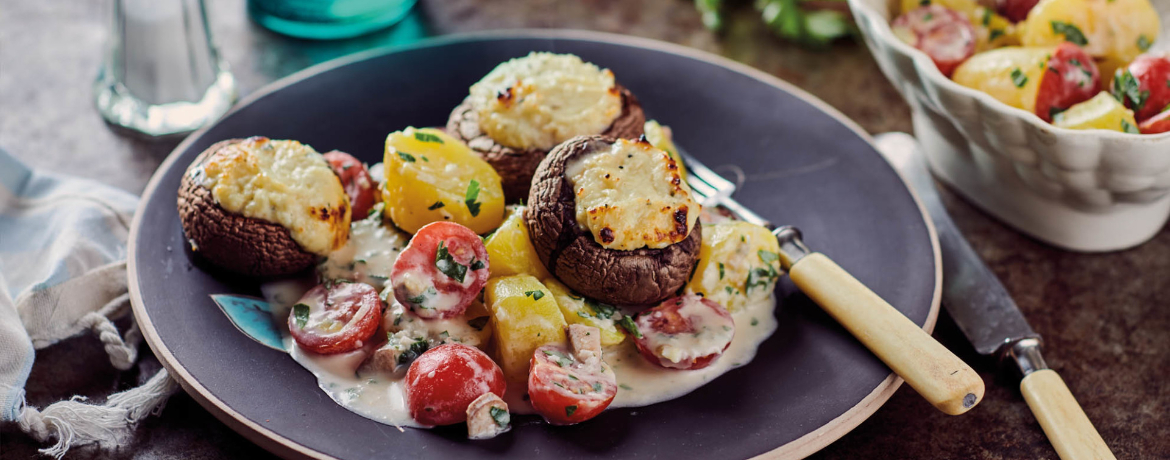 Gefüllte Champignons mit Ragout aus Kartoffeln und Tomaten für 4 Personen von lidl-kochen.de