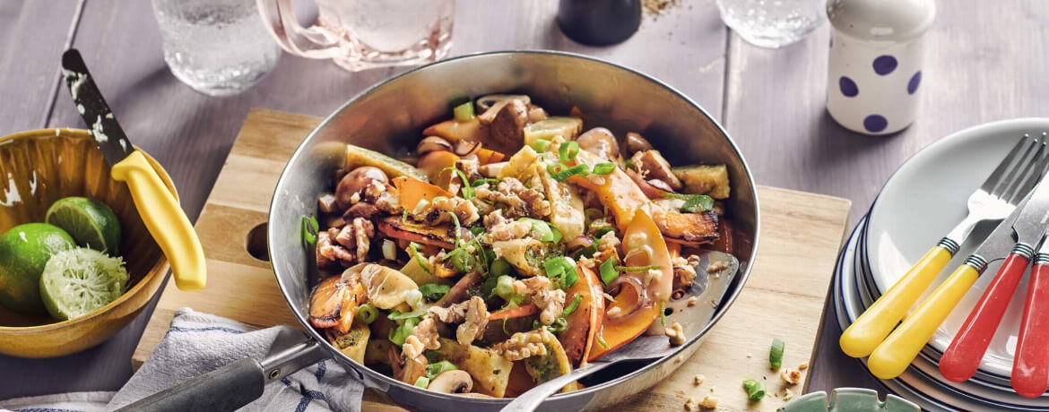 Vegane Kürbis-Pfanne mit Maultaschen - Rezept | LIDL Kochen