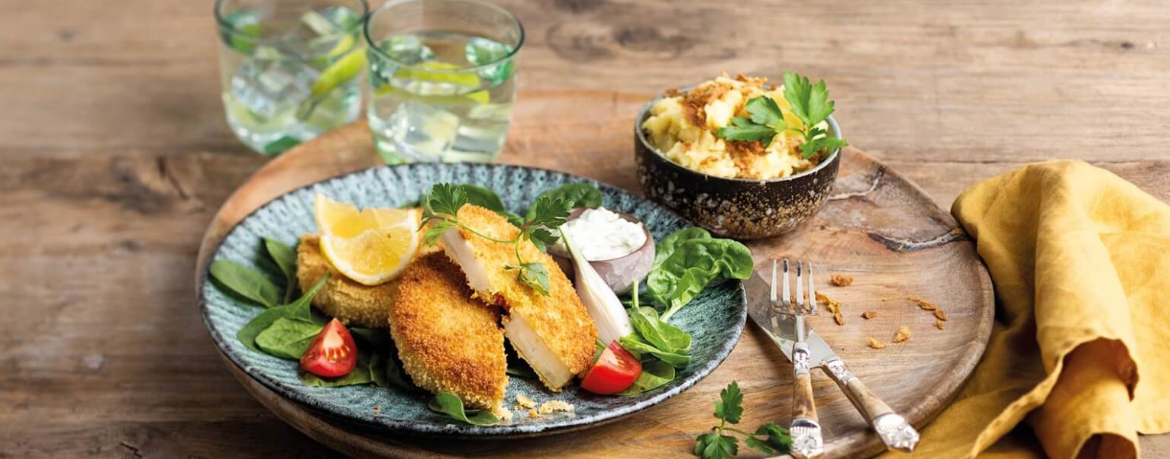 Sellerie-Schnitzel mit Remoulade und Röstzwiebel-Kartoffelpüree für 4 Personen von lidl-kochen.de