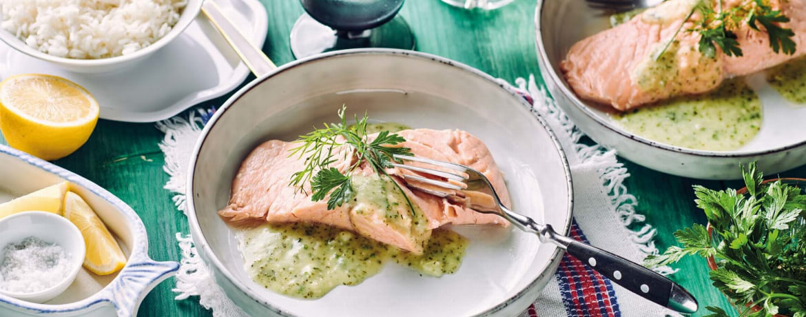 Sous-vide-Lachs mit Kräutersauce - Monsieur Cuisine Rezept
