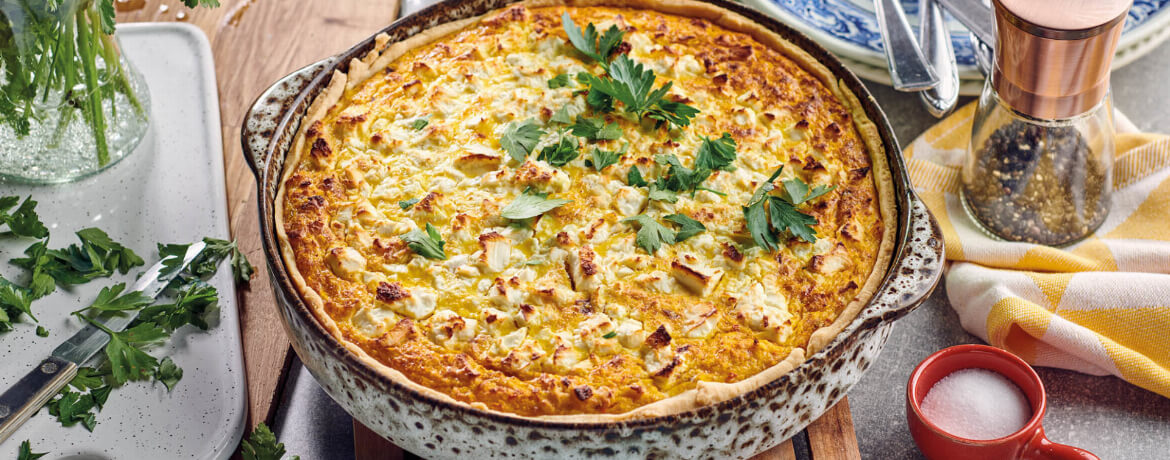 Kürbisquiche mit Fetakäse - Monsieur Cuisine Rezept