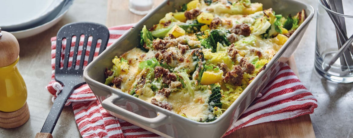 Wirsingauflauf mit Hackfleisch und Kartoffeln - Monsieur Cuisine Rezept