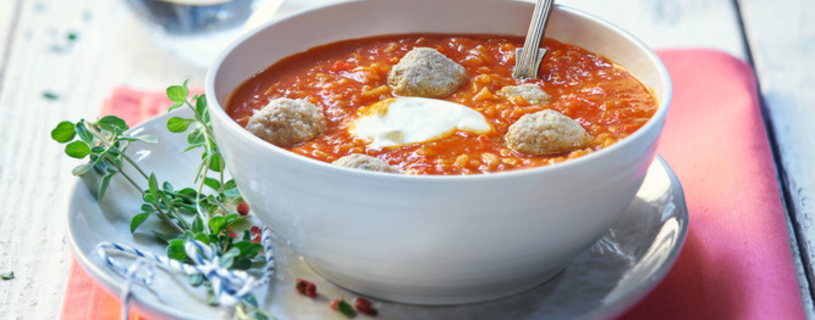 Paprika-Reis-Suppe mit Hackbällchen für 4 Personen von lidl-kochen.de