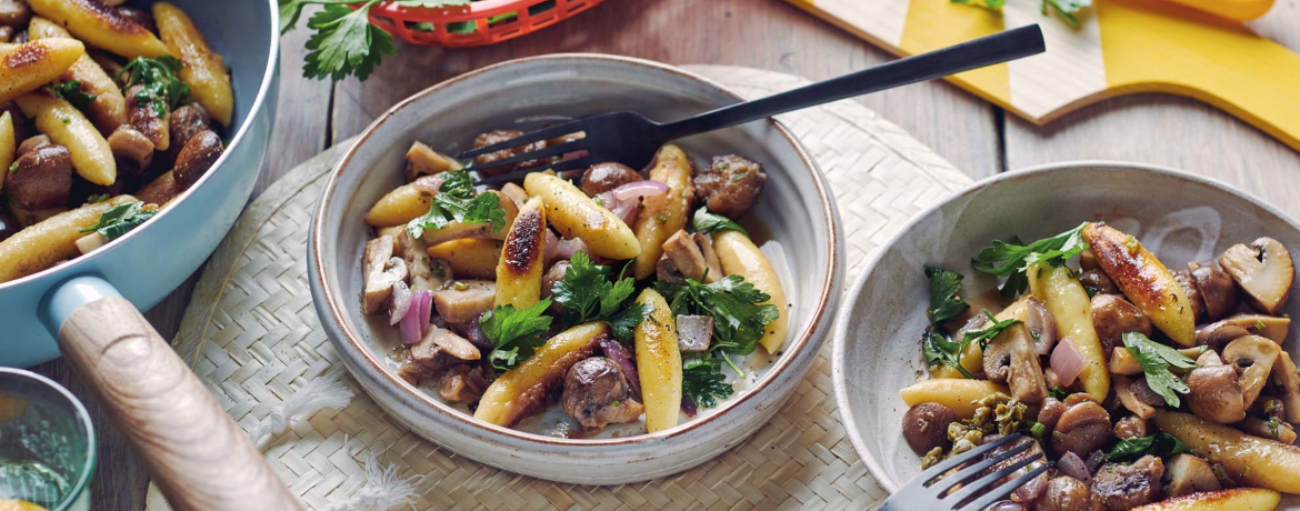 Schupfnudelpfanne mit Maronen, Pilzen und grünem Pfeffer für 4 Personen von lidl-kochen.de