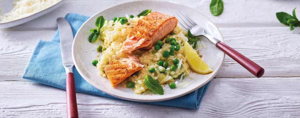 Erbsenrisotto mit Lachs für 4 Personen von lidl-kochen.de