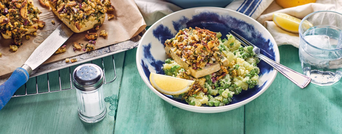 Tofu Bordelaise mit Kräuterkruste an Kartoffel-Erbsen-Püree für 4 Personen von lidl-kochen.de