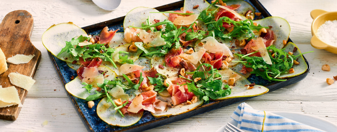 Birnencarpaccio mit Rucola und Schinken für 4 Personen von lidl-kochen.de