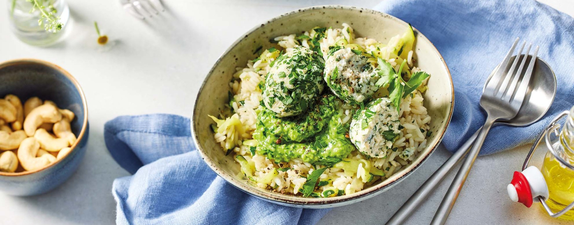 Reis mit Ziegenfrischkäse und Petersilien-Cashew-Pesto für 4 Personen von lidl-kochen.de