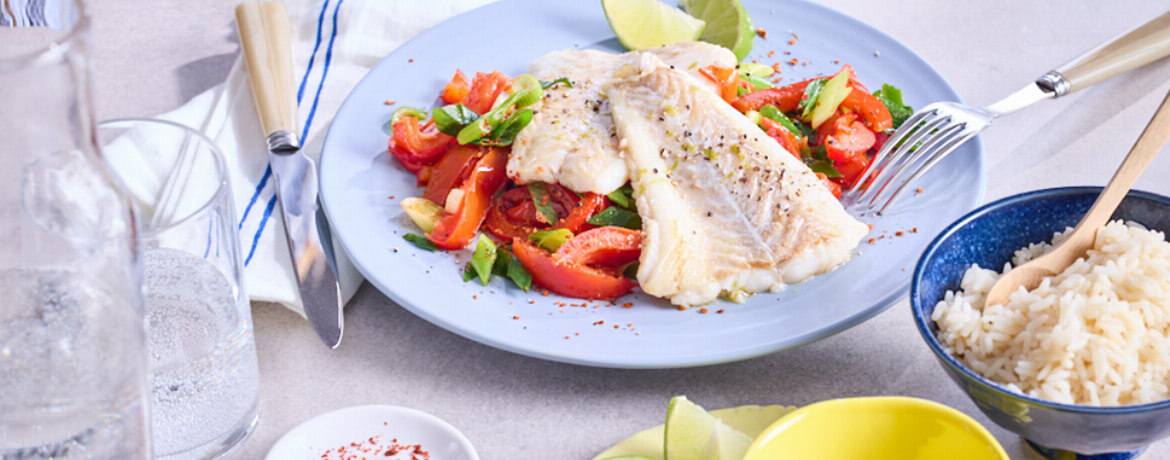 Kabeljau mit Tomaten-Paprika-Gemüse für 4 Personen von lidl-kochen.de