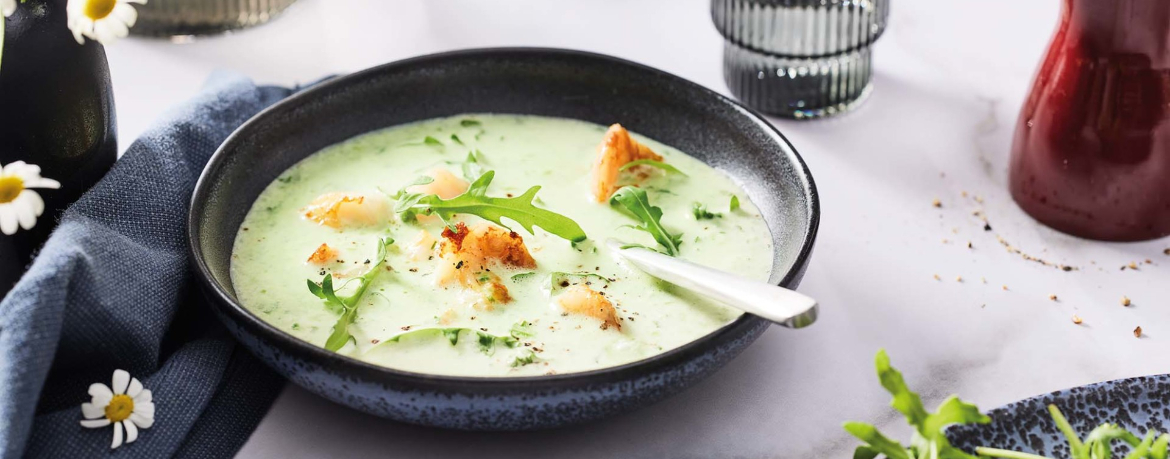 Erbsen-Rucola-Süppchen mit Garnelen für 4 Personen von lidl-kochen.de