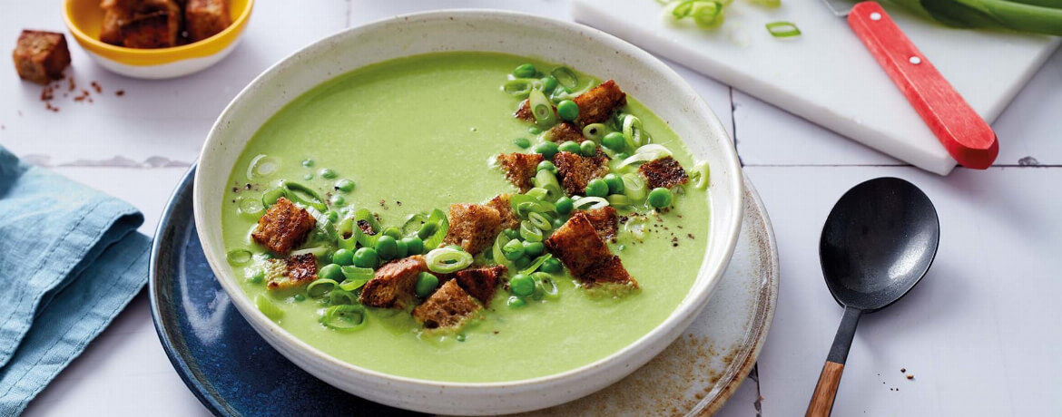 Erbsen-Orangen-Suppe mit Croûtons für 4 Personen von lidl-kochen.de