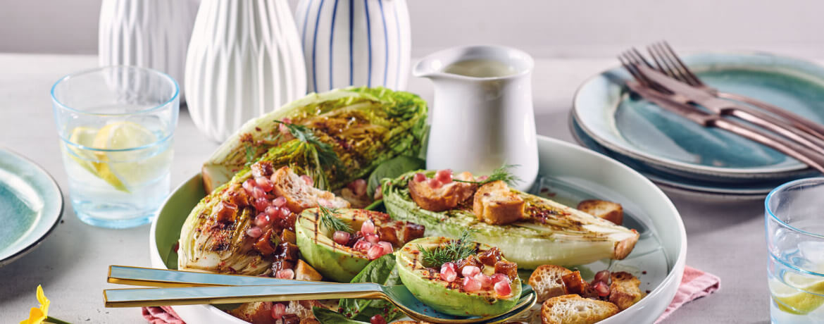 Gegrillter Romana-Salat mit veganem Mayo-Dressing für 4 Personen von lidl-kochen.de