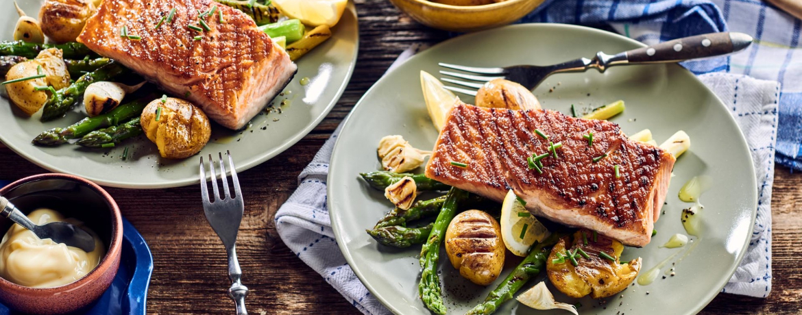 Lachsfilet mit gegrilltem Spargel und Aioli für 4 Personen von lidl-kochen.de