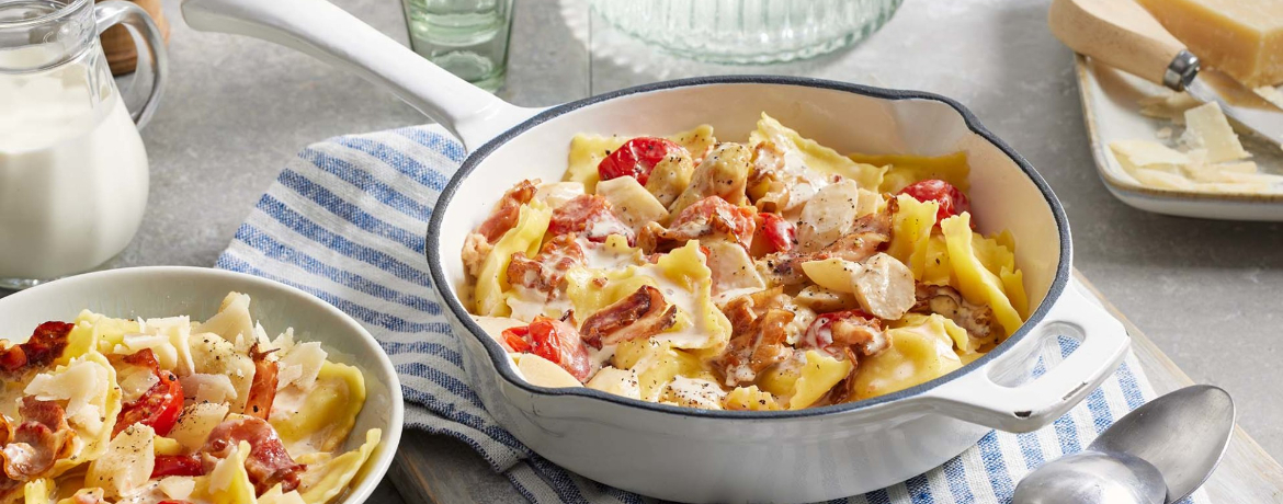 Pasta mit Spargel, Speck-Sahne-Sauce und Parmesan für 4 Personen von lidl-kochen.de