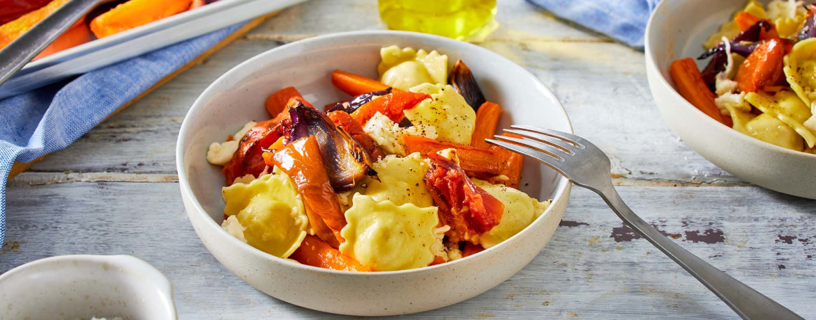 Ricotta-Spinat-Ravioli mit rotem Grillgemüse und Mozzarella für 4 Personen von lidl-kochen.de