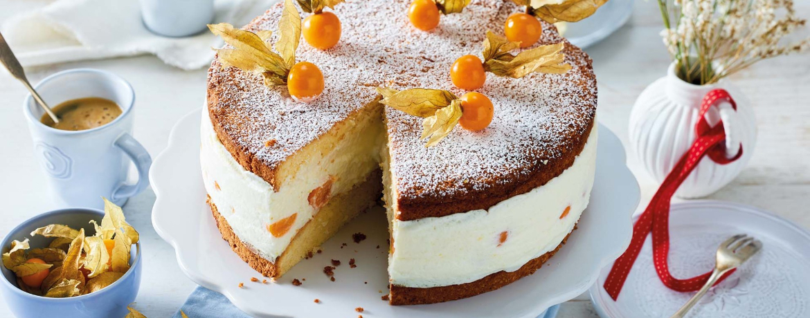 Quark-Sahne-Torte mit Physalis für 16 Personen von lidl-kochen.de