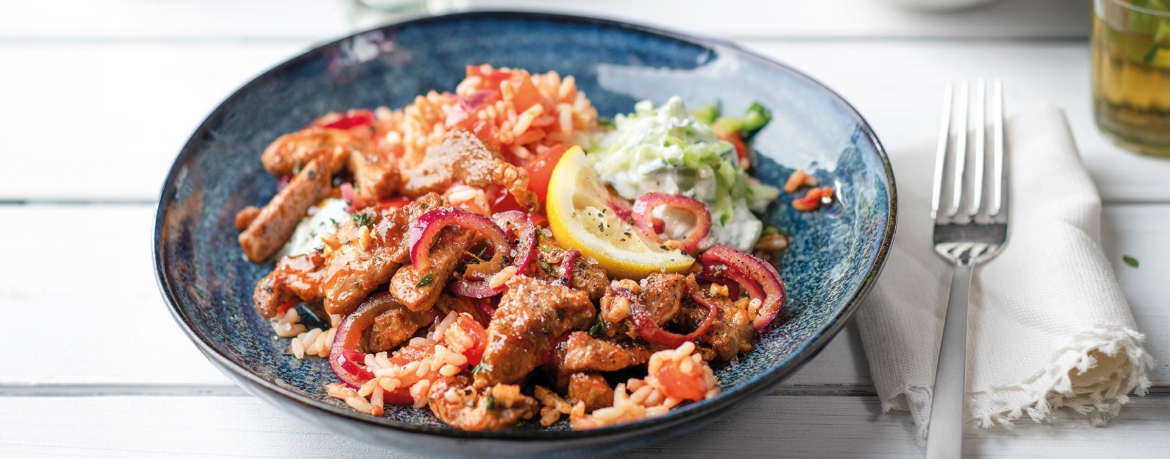 Gyros mit Tomatenreis und Zaziki für 4 Personen von lidl-kochen.de