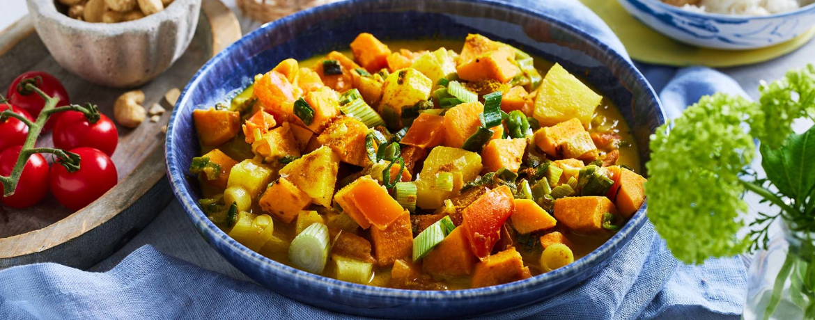 Mildes Süßkartoffelcurry mit Cashew-Basmati-Reis für 4 Personen von lidl-kochen.de