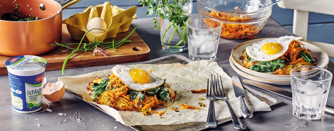 Röstipizzen mit Rahmspinat und Karotten-Petersilien-Salat für 4 Personen von lidl-kochen.de