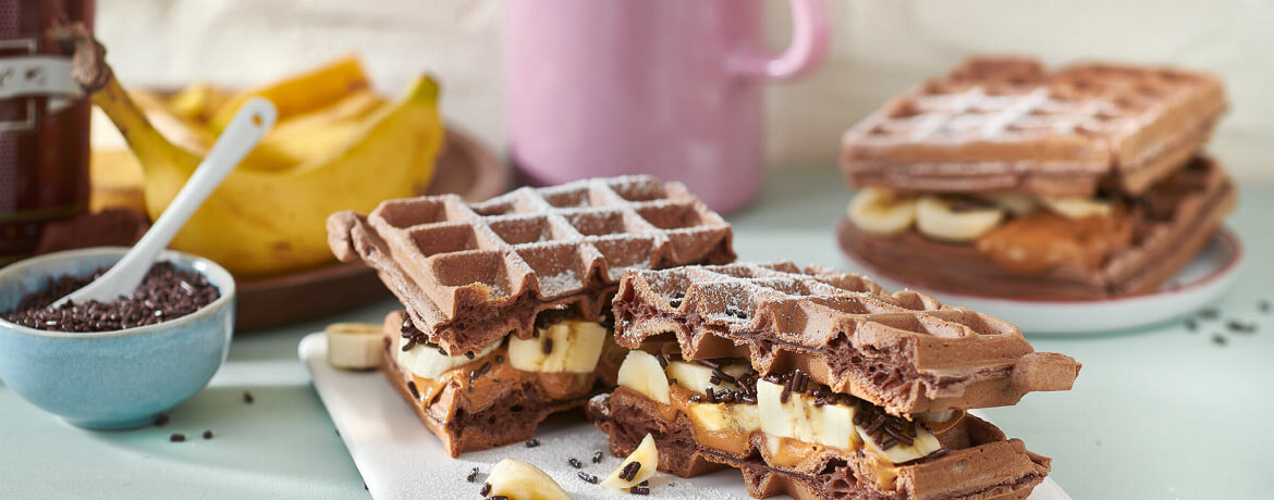 Erdnuss-Bananenwaffeln als Sandwich für 4 Personen von lidl-kochen.de