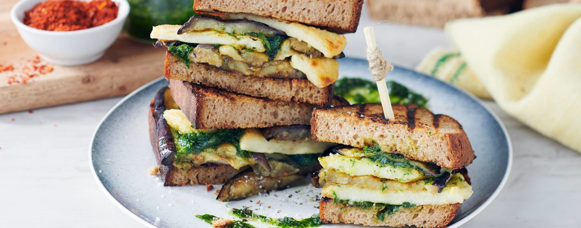 Veganes Grilled Sandwich mit Aubergine und Minzpesto für 4 Personen von lidl-kochen.de