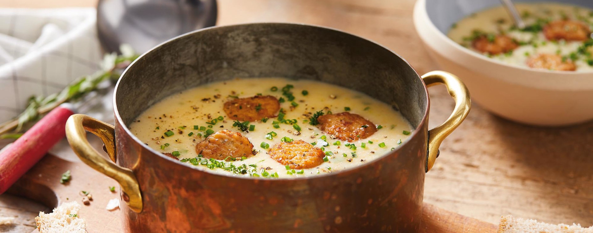 Cremige Kartoffelsuppe mit gebratenen Vemondo Frikadellen für 4 Personen von lidl-kochen.de