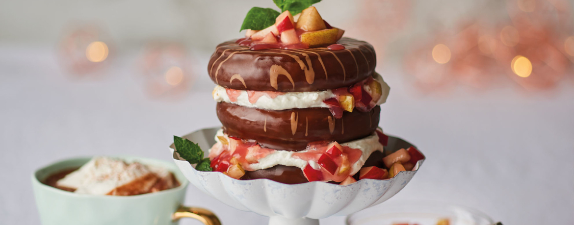 Geschichteter Baumkuchen mit Apfel-Birnen-Kompott für 10 Personen von lidl-kochen.de