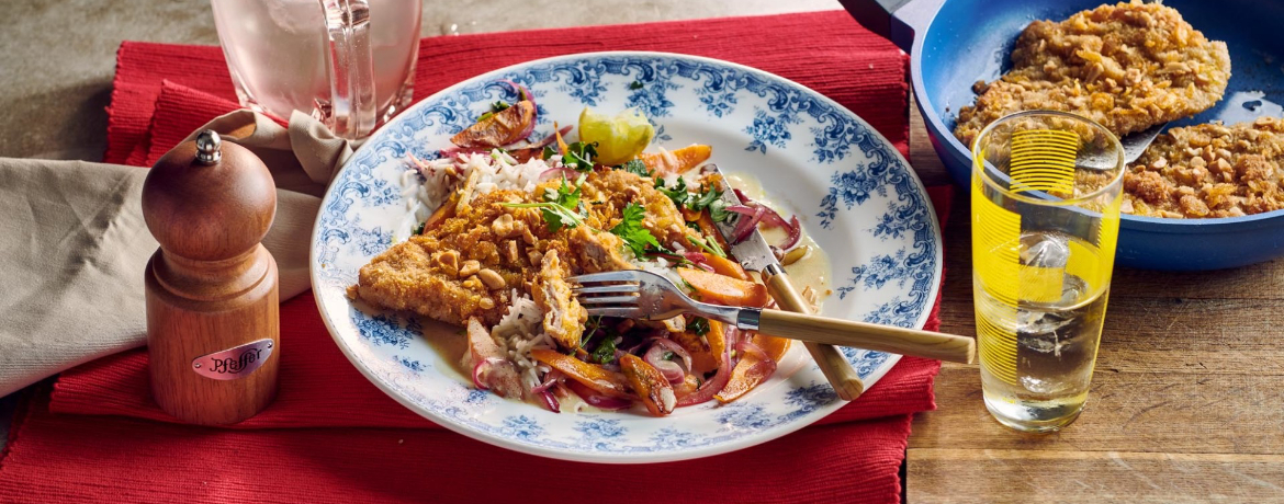 Erdnuss-Schnitzel mit Reis und Karotten für 4 Personen von lidl-kochen.de