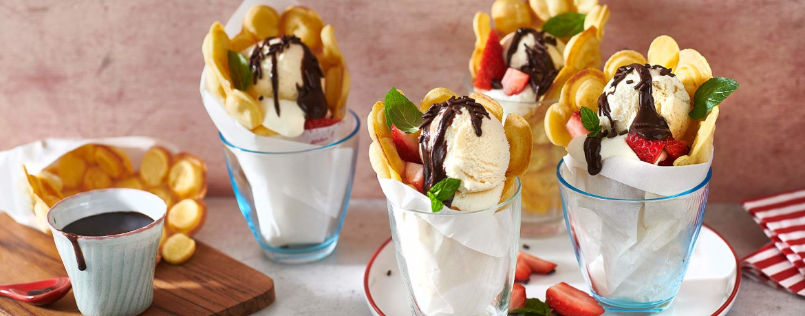 Bubble-Waffel mit Schokolade und Erdbeeren für 4 Personen von lidl-kochen.de