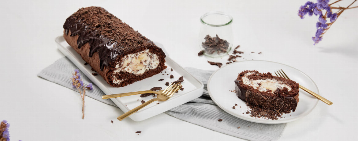 Schoko Stracciatella Bananen Biskuitrolle - Rezept | LIDL Kochen