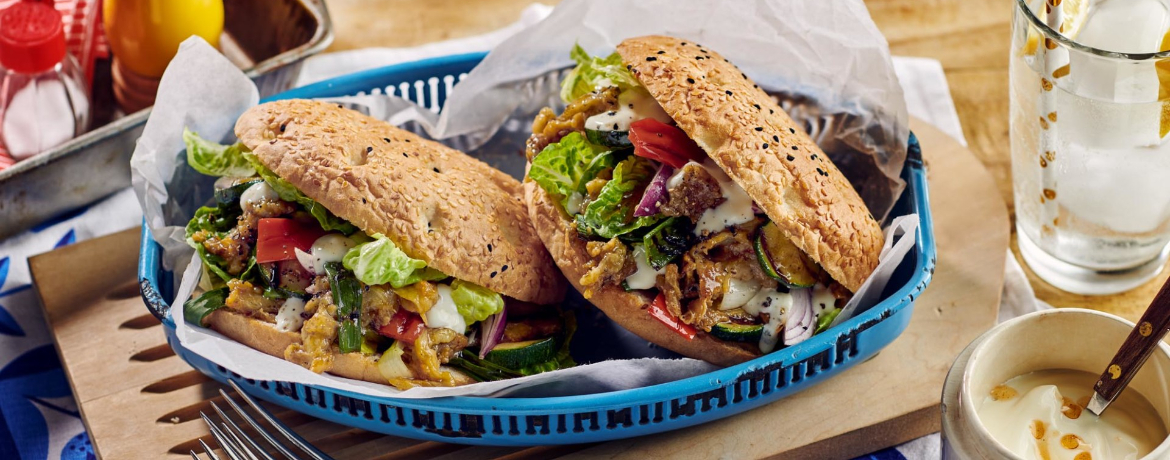 Veganer Grillgemüse-Döner mit pulled Aubergine für 4 Personen von lidl-kochen.de