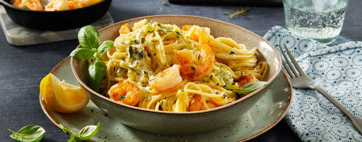 Low-Fat-Zucchini-Garnelen-Pasta für 4 Personen von lidl-kochen.de