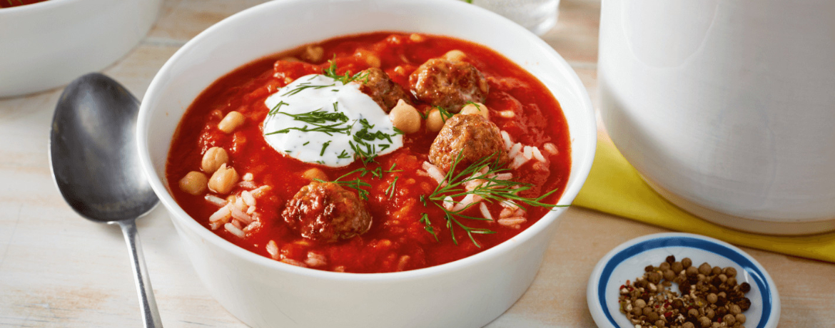 Tomatensuppe mit Reis und Hackbällchen für 4 Personen von lidl-kochen.de