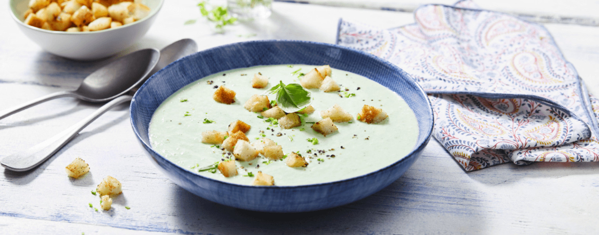 Kalte Melonen-Gurken-Suppe mit Croûtons für 4 Personen von lidl-kochen.de