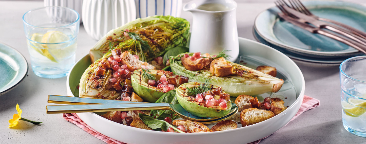 Gegrillter Romana-Salat mit veganem Mayo-Dressing für 4 Personen von lidl-kochen.de