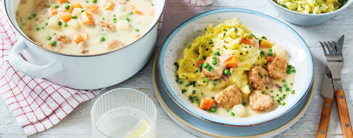 Veganer Wikingertopf mit Mini-Frikadellen und Schnittlauch-Kartoffelstampf für 4 Personen von lidl-kochen.de