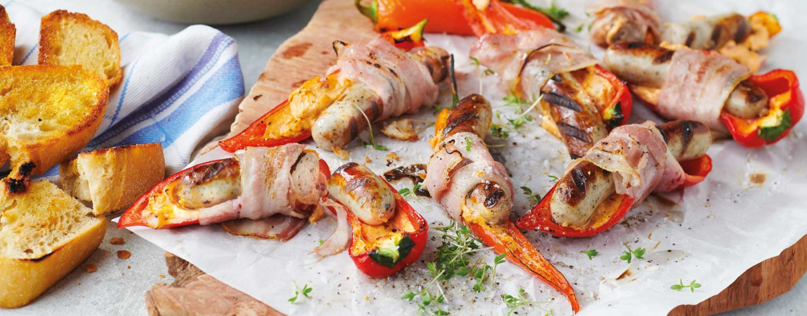 Paprika-Würstchen im Speckmantel für 4 Personen von lidl-kochen.de