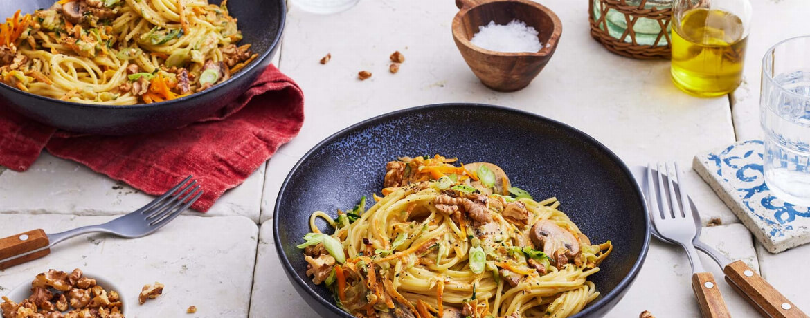 Spaghetti mit Pilzen und Rahmgemüse-image