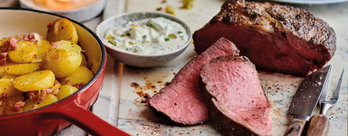 Roastbeef mit Bratkartoffeln und Remoulade für 4 Personen von lidl-kochen.de