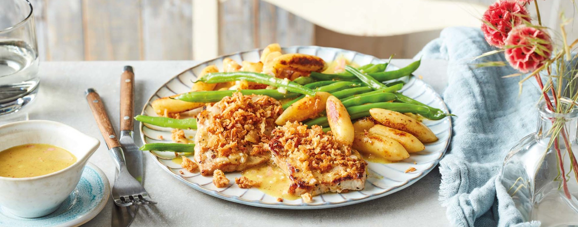 Röstzwiebel-Steaks mit Bohnen & Schupfnudeln für 4 Personen von lidl-kochen.de