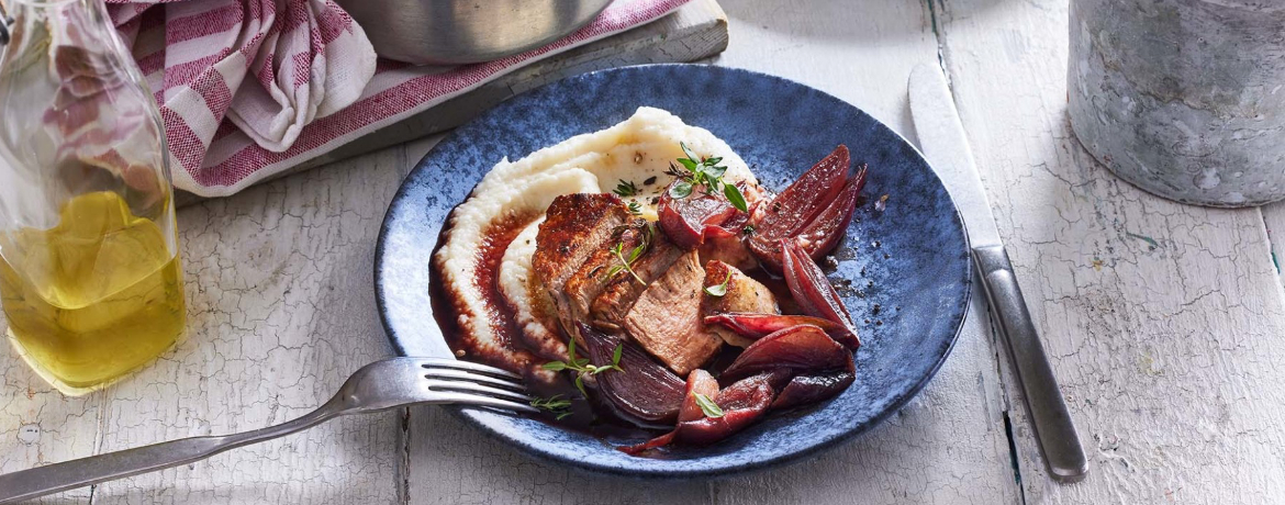 Schweinemedaillons mit Selleriestampf und Rotweinschalotten für 4 Personen von lidl-kochen.de