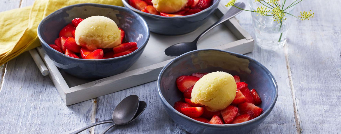 Mango-Joghurt-Granité auf Erdbeersalat für 4 Personen von lidl-kochen.de