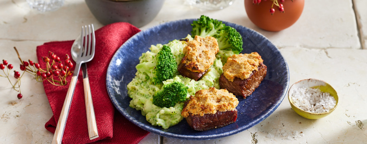 Lammfilet mit Meerrettichkruste und Brokkoli-Kartoffel-Püree für 4 Personen von lidl-kochen.de