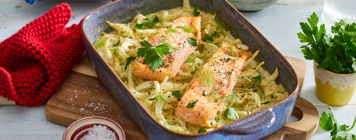 Gebackener Lachs auf Fenchelgemüse für 4 Personen von lidl-kochen.de