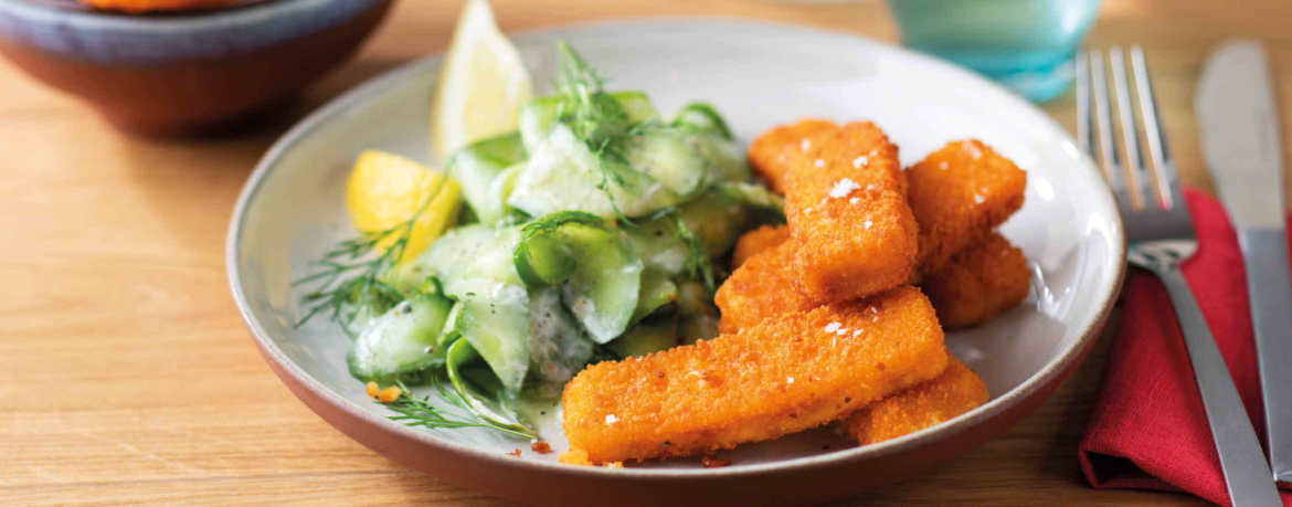 Lachs-Fischstäbchen mit Gurkensalat für 4 Personen von lidl-kochen.de