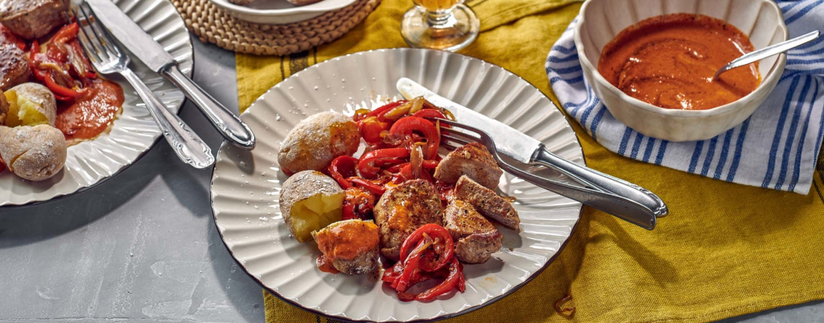 Gebratenes Schweinefilet mit Papas arrugadas und milder Mojo rojo für 4 Personen von lidl-kochen.de