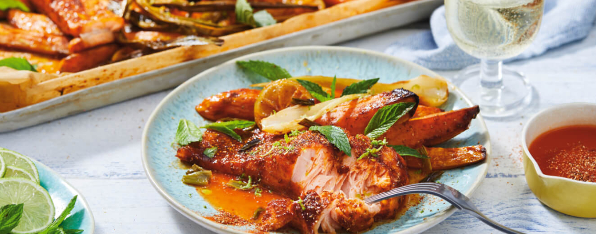 One-Tray-Lachs mit Süßkartoffeln für 4 Personen von lidl-kochen.de