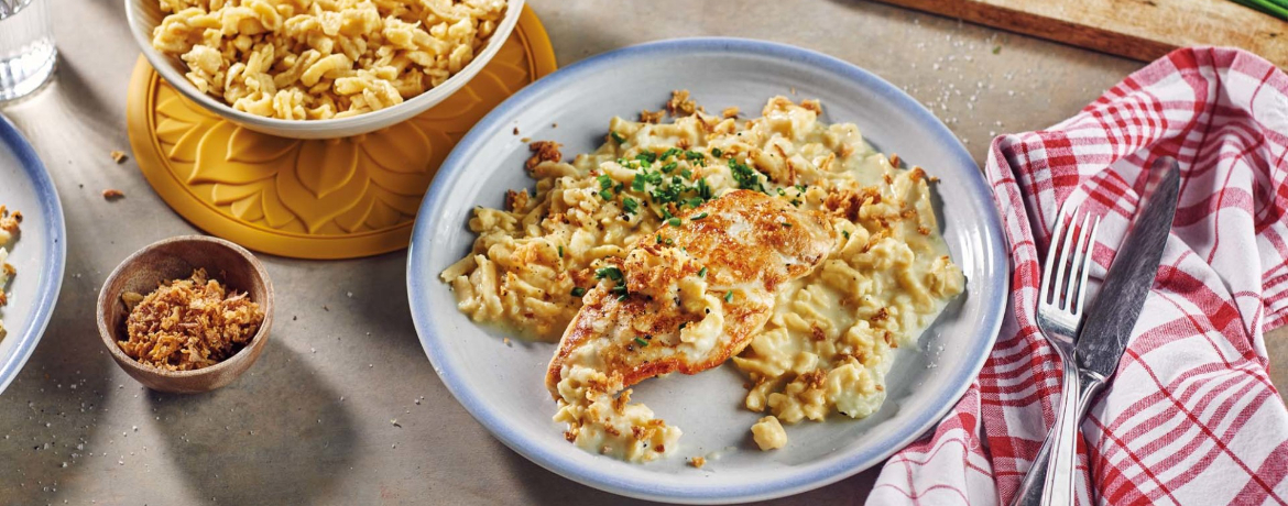 Hähnchen mit Zwiebel-Senfsauce und Spätzle für 4 Personen von lidl-kochen.de